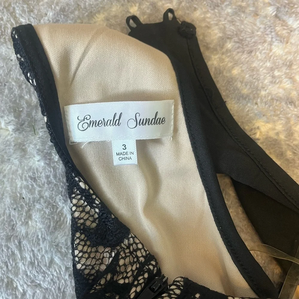 Emerald Sundae Gold and Black Sequin Halter Mini Dress - Picture 4 of 4